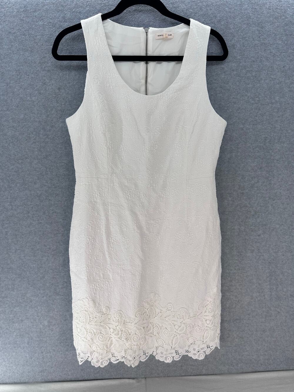 Rebecca Taylor Women's sz 12 White Embroidered Sheath Dress Bridal Graduation